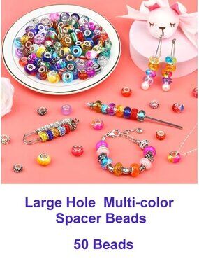 Large Hole Spacer Beads   50 Beads